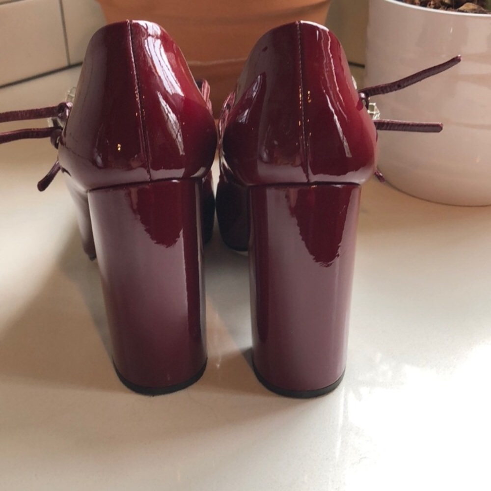 Miu Miu Burgundy Prada Crystal Heels - image 5